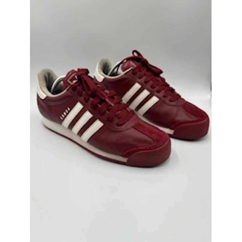 ADIDAS Samoa Size 9.5 Burgundy Maroon White Leather Low Top Sneakers Retro